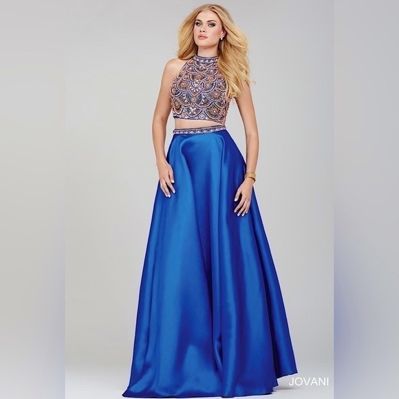 Jovani Two Piece High Neck Evening Dress - Picture 1 of 15